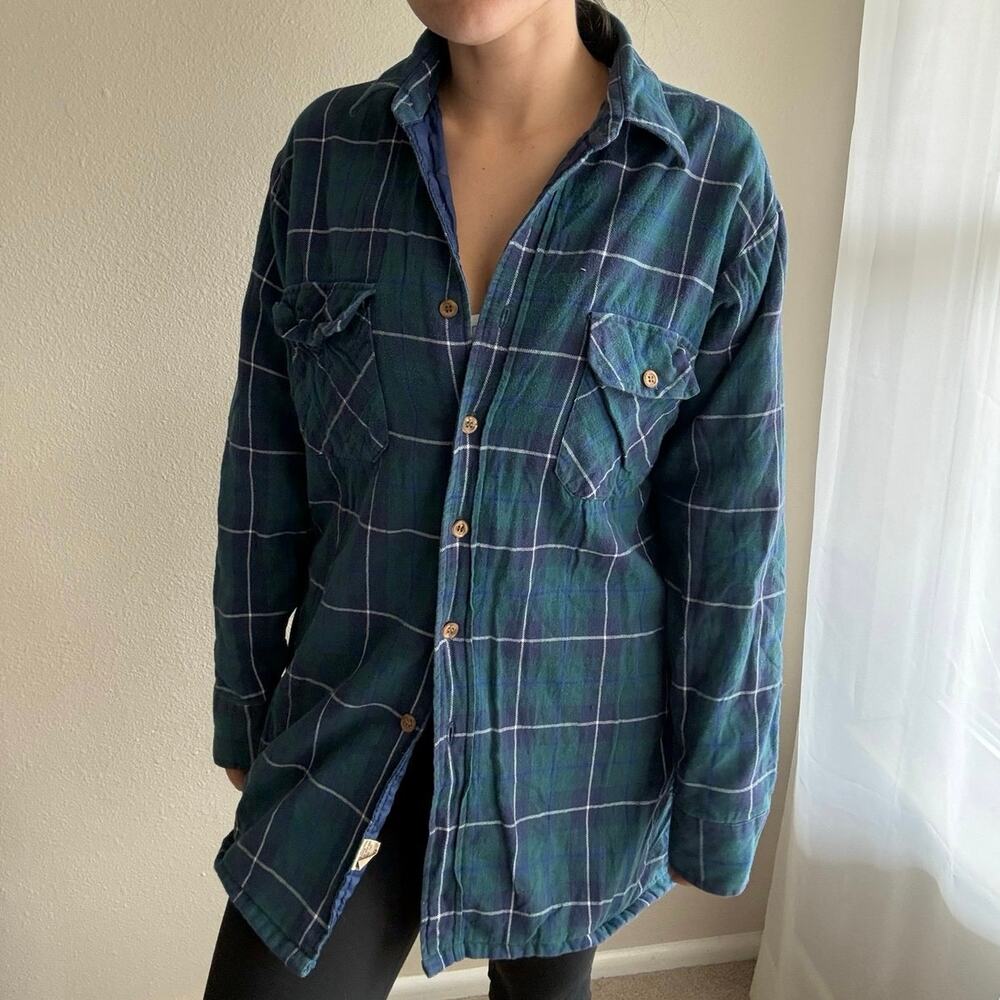 vintage 90s London Fog outdoors Unlimited quilted Insulated Flannel Shacket